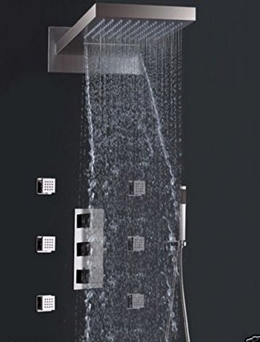 Gowe chrom Badezimmer Thermostat Ventil Dusche Wasserhahn mit 6 Body Spa Massage Düsen