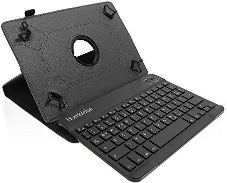 Drehbare Hülle inkl. Deutscher QWERTZ Tastatur für Samsung Galaxy Tab A (A6 2016) 10.1 in Schwarz mit Standfunktion und Bluetooth [Passend für Modell SM-T580, SM-T585]