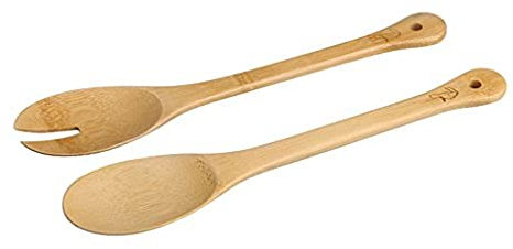 Fackelmann Tropical Couverts à Salade Ensemble, Bambou, Beige, 34 cm