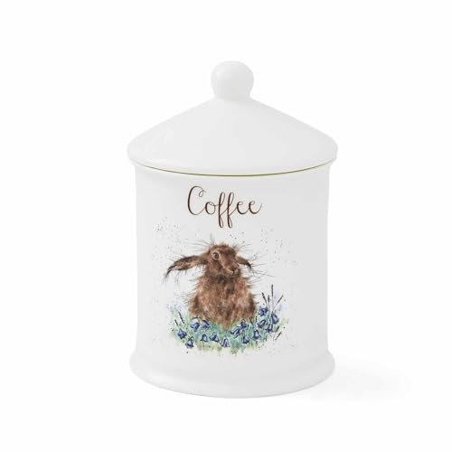 Portmeirion Home & Gifts WNC3996-XW Wrendale by Royal Worcester Coffee Canister (Hare), Bone China, Multi-Colour, 10.5 x 10.5 x 15.5 cm