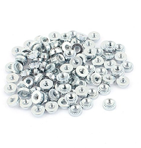sourcing map 100Stück M2.5-1 Rändelmetall Selbst Clinchen Einpressmutter 1,4mm Dicke Platte de