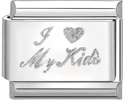 Quiges - 9mm Italian Style Charm Modul Edelstahl Ich Liebe Meine Kinder für Italienische Armbänder