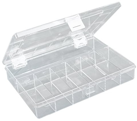 hünersdorff Sortimentskasten: stabile Sortierbox (PS-Compact) mit fester Fachaufteilung (7 Fächer), Sortierkasten-Maße: T170 x B250 x H46 mm, Made in Germany, glasklar