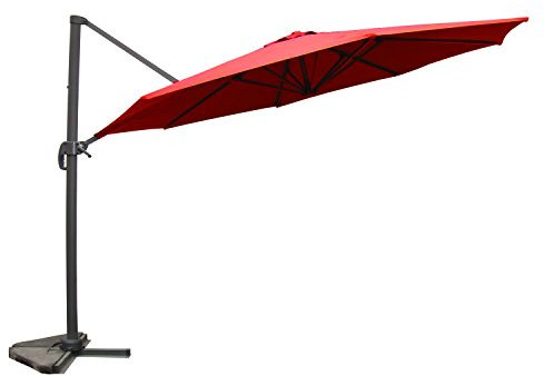 CONCEPT USINE - Parasol Déporté Rond Inclinable 350 cm Castillo Terracotta Rouge Rotatif 360° - Manivelle Anti-Retour - Armature Aluminium - 100% Polyester - Waterproof, Résistant