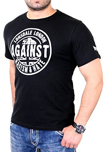 Lonsdale London Against Racism Männer T-Shirt schwarz XL 100% Baumwolle Streetwear