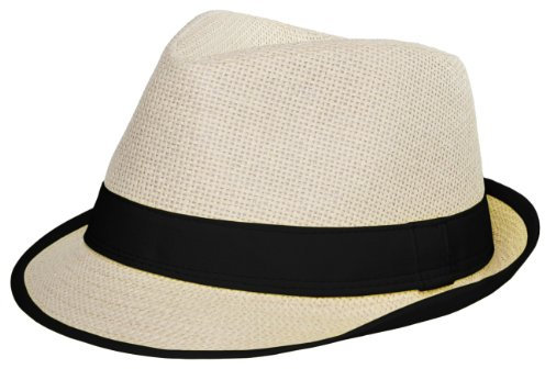 Caspar Unisex Trilby Hut/Strohhut mit farbiger Krempe - 2 Modelle - viele Farben - HT001, Farbe:No.2 schwarz
