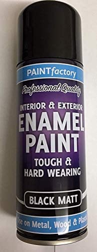 4 x Enamel Black Matt Paint Spray Aerosol 200ml Radiator Metal Wood Etc. Tough