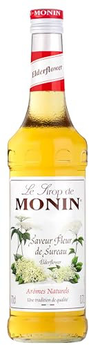 MONIN - Sirop Saveur Fleur de Sureau - Pour Cocktail, Thé Glacé, Limonade, Vin Aromatisé - Arômes Naturels - Bouteille en Verre - 70 cl