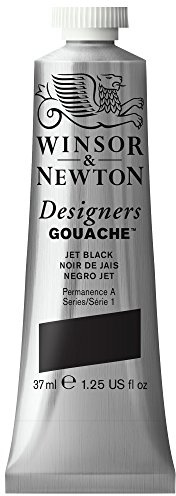 Winsor & Newton 614335 Series 1 37ml Tube Designers' Gouache - Jet Black