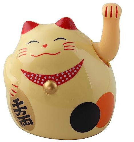 Superfreak Glückskatze - Maneki-Neko - rundliche Winkekatze 11 cm - beige