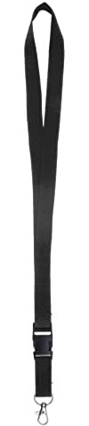 Karteo Schlüsselband schwarz mit Karabinerhaken und Schnalle [1 Stück] 20 mm Lanyard Ausweishalter zum Umhängen von Ausweishüllen Kartenhüllen Schlüssel