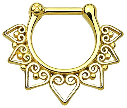 Piercingfaktor Universal Piercing Septum auch für Tragus Helix Ohr Nase Lippe Brust Intim - Schild Clicker Ring