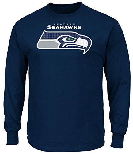 Majestic Seattle Seahawks NFL Critical Victory 2 Men's Long Sleeve Navy T-Shirt
