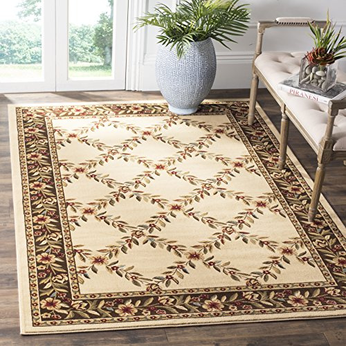 SAFAVIEH Lyndhurst Collection Area Rug - 5'3 x 7'6, Ivory & Brown, Traditional Floral Trellis Design, Non-Shedding & Easy Care, Ideal for High Traffic Areas in Living Room, Bedroom (LNH557-1225)