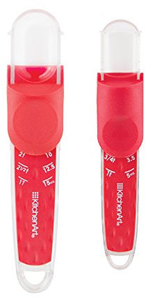 KitchenArt 74437 Tablespoon and Adjust-A-Teaspoon Table Set, Plastic, Red