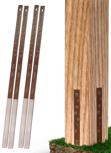 Post Buddy Pack of 4 Easy Fence Post Repair Kit (to Fix 2 Broken Wood Posts), Quick and Simple to Install, Effective, Durable Steel Stakes