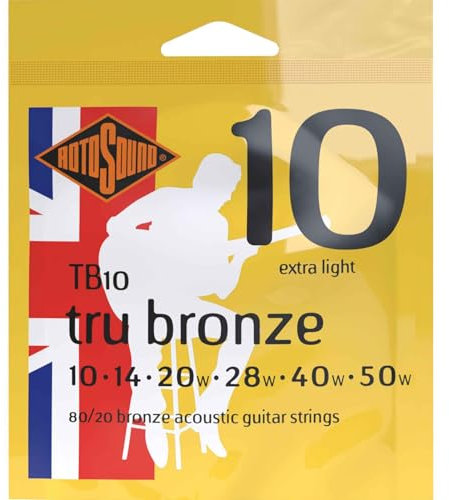 Rotosound Cordes pour Guitare Acoustique TRU BRONZE 6-cordes TB10 Extra-Light 10-50