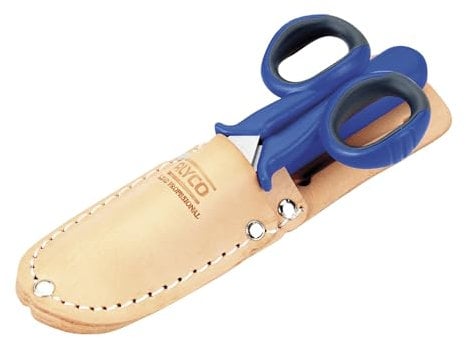 Alyco - Kit de tijera y cuchillo pelacables de electricista con estuche de cuero - 108020