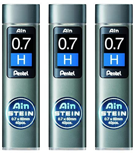 Pentel Ain C277-H Druckbleistiftmine, 0,7 mm, Höhe: 40 Minen, 3 Stück