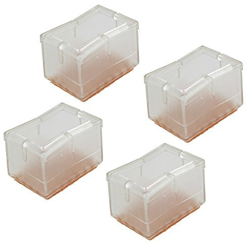 8pcs Rectangular Transparent Silicon Gel Chair Leg Caps Feet Pads Furniture Table Covers Wood Floor Protectors