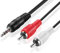 TNP Cavo audio da 3.5mm a rca (4.6 m / 15 FT) Bidirezionale da maschio a maschio, Connettore aux jack cuffie adattatore splitter Y a stereo destra sinistra, Per amplificatore proiettore ricevitore AV