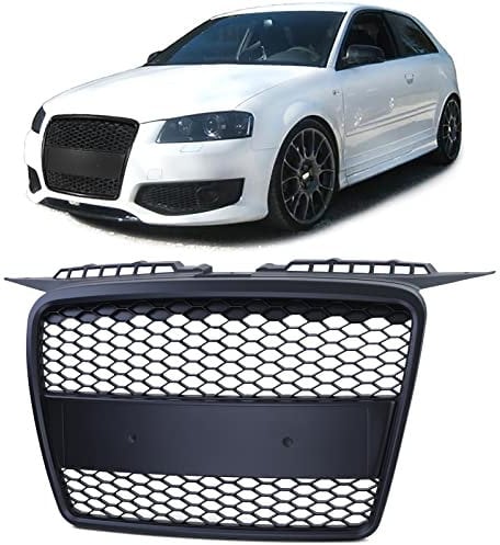 Sport Waben Kühlergrill ohne Emblem Schwarz Matt passend für Audi A3 8P 05-08