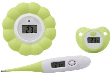 H+H BS 38 Thermometer Set (Badewannenthermometer, Schnullerthermometer, Fieberthermometer, Elektronisches Fiebermessgerät für Babys mit flexibler Spitze, Digitales Badewannen- und Raumthermometer)