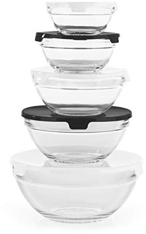 GOURMETmaxx 02973 Glasschüssel-Set 10 Teile Geeignet für Spülmaschine Ineinander stapelbar , Transparent