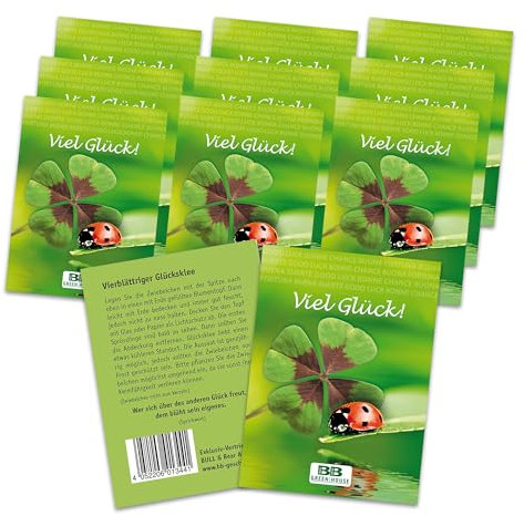 Bull & Bear Glücksklee Samen, 10 Samentütchen mit Zwiebeln für vierblättrigen Klee, Kleesamen zum Einpflanzen, Garten Geschenk