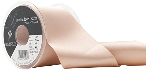 Berisfords Double Faced Satin Ribbon, Ecru, 70 mm Width, 20 metre Length