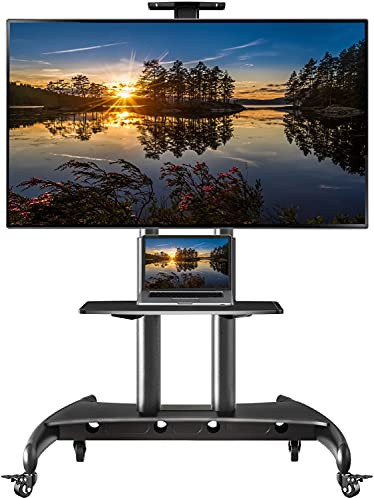 NB North Bayou - AVA1800-70-1P - Supporto TV da pavimento con ruote per schermi LCD LED e TV curvi da 55 a 80 con portata maxima 90,9 kg, Nero