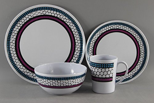 Leisurewize Melamine Honeycomb Design 16 pce 100% Melamine Dinner Set - Home, Camping, Travel