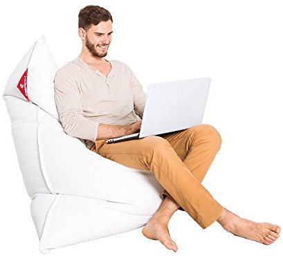 Univok QSack Kultsack, Kunstleder Sitzsack Hülle, Sitzsack Inlett mit EPS Mikroperlen Füllung, Neu (weiß)
