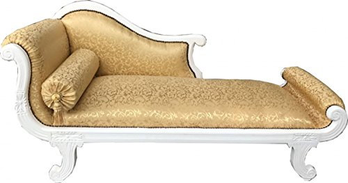 Casa Padrino Barock Chaiselongue Modell XXL Gold Muster/Weiß - Recamiere Wohnzimmer Möbel