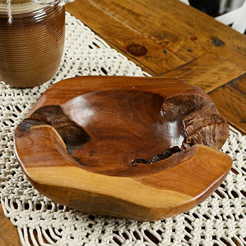 wohnfreuden Teakholz Schale braun oval 35 cm - Deko Teak 30 35 cm oval geschliffen rustikal braun Obstschale Dekoschale Bowl weihnachtlich dekorieren