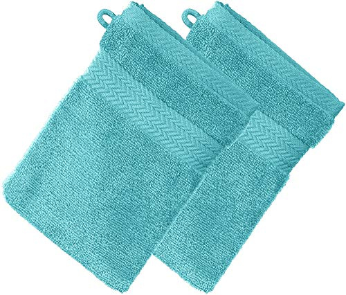 Erwin Müller Waschhandschuh Friedrichshafen 2er- Pack, 100% Baumwolle türkis Größe 15x21 cm - Premium-Qualität, unvergleichlich saugfähig, hautsympathisch, formstabil (weitere Farben)