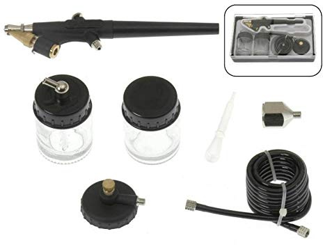 7 tlg Komplett Set Airbrush Pistole Schlauch + Adapter + Zubehör