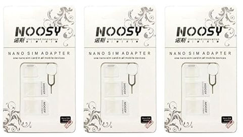 SIM Card Adapter KIT 3-Pack (9 Total Adapters: Nano to Micro, Nano to Regular, Micro to Regular) with SIM Extractor (White)