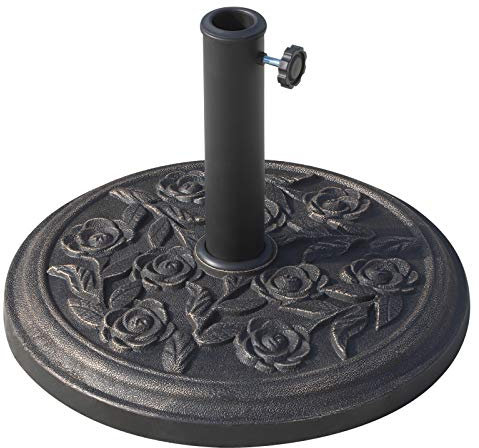 Outsunny Base para Sombrilla de Jardín de 9 kg Soporte de Parasol Redondo de Resina para Postes de 38mm/48mm Ø45,5x31 cm Bronce