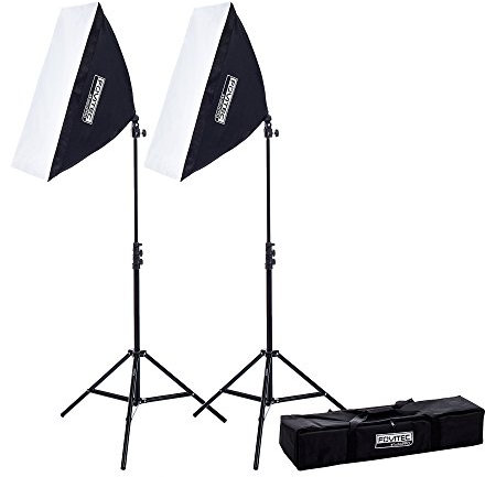 Fovitec 850W 2-Light 51x71cm EZ Setup Softbox Studio Lights - Continuous Lighting Kit for Video Photography