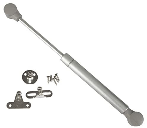 Amig - Compás de Gas para Elevación de Puertas Abatibles de Muebles - Mod.97-247 x 15 mm - Resistencia de carga: 12 kg - Amortiguador para Apertura Ascendente sin Impacto - Plateado