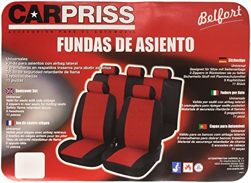 Carpriss 79323403 Belfort Sitzbezüge-Set, schwarz/rot