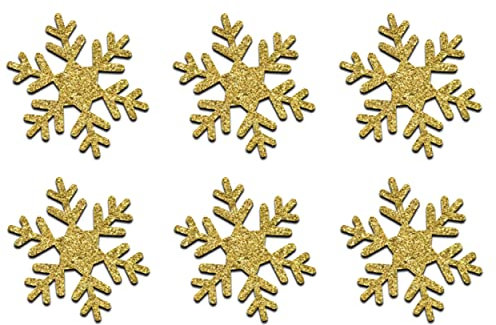 Glitzer-Schneeflocken zum Aufbügeln, 5,1 cm groß, 5 Packungen, 15 Stück gold