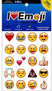 I EM JI I Love Emoji Sticker Pack - 280 Stück Multicolor Vinyl Cartoon Aufkleber für Kunststoff, Glas, Holz