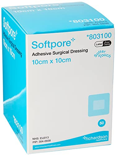 Softpore 99XX0047 Adhesive Surgical Dressing, 10cm x 10cm, Pack of 50