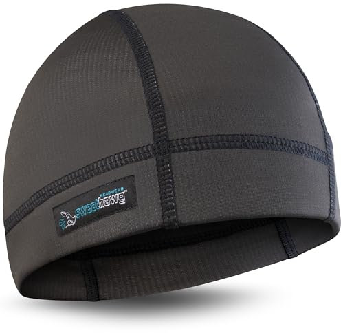 SweatHawg Skull Cap Shorty - Helmfutter für Männer & Frauen, Ultra-saugfähige, tropffreie Kühlkappe für Harte Hüte & Workouts, Schwarz, Einheitsgröße