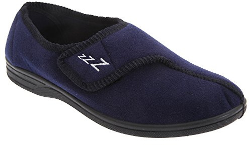 Zedzzz Mens Connor Touch Fastening Velour Slippers