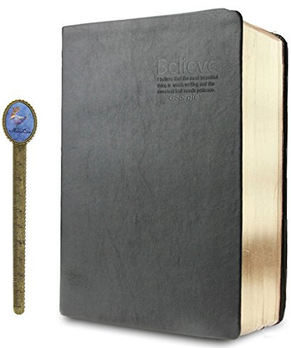 LY®, taccuino in pelle sintetica da 640 pagine e fogli formato A5, molto spesso, per uso quotidiano, studio, presa di appunti, come diario, per segnare ricordi Gold Edge, 640 Blank Pages, A5
