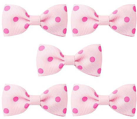 sourcing map 5pcs Hunde Schleifen, Süße Hundehaarschleifen mit Punktmuster Haustier Schleife Haarschleifen Clip Zubehör für Hunde, Katzen, Welpen, Rosa