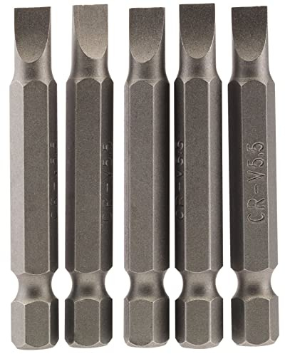 Draper Plain Slot Insert Bit, 5.5mm, 1/4 Hex, 50mm Long (Pack of 5) 64272